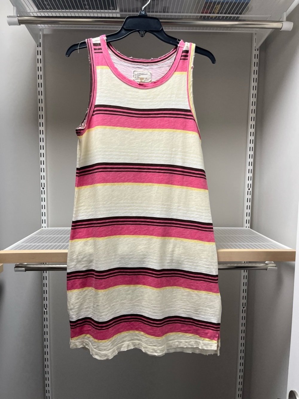 Current/Elliott Pink, Brown, Yellow, & Cream Striped Sleeveless Shift Dress